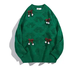2023 Latest Models Men's Winter Knitwear Bow Patchwork Christmas Sweaters Couple Pullover Sweater