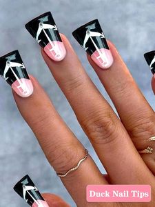 Faux ongles en ABS transparents, design bec de canard, demi-couverture, pour manucure en salon - Product Image 6
