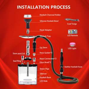 Komple iyi akrilik nargile küp nargile 2 hortumlar araba Shisha seti kare taşınabilir Mini nargile tüm Chicha aksesuarları ile Set - Product Image 3