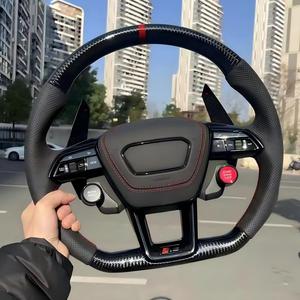 Volant de course sport en fibre de carbone pour Audi A7L A6L style <span class=keywords><strong>RS</strong></span> avec boutons multifonctions - Product Image 3