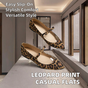 Ladies Casual Comfort Leopard Print Round Head Flat Shoes Shoelace Buckle PU Insole Anti-Slippery Breathable for Autumn Season - Product Image 3