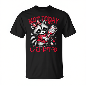 Camiseta con diseño de mapache adorable para el Día de San Valentín para hombres y mujeres, con la frase 'Not Today Cupid', promocional - Product Image 2