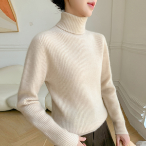 Pull en cachemire à col haut pour femme, chemise en tricot slim, pull d'automne et d'hiver, nouveau modèle - Product Image 3