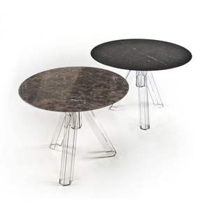 Tavolo in marmo Ometto arabesco allungabile caratteristica Base in policarbonato trasparente 90/130 modello di Home Bar di dimensioni superiori diametro TMR0009 - Product Image 6