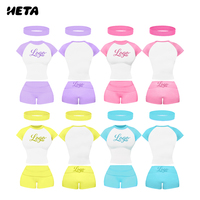 Ensemble deux pièces color block doux pour femme, t-shirt à manches courtes et short de sport, vêtements de sport d'été en coton et élasthanne, logo personnalisé OEM