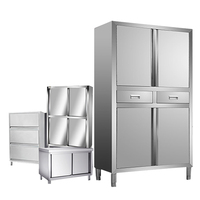 Lemari Penyimpanan Perlengkapan Dapur Baja Tahan Karat SS304/SS201, Kabinet, Laci, Ukuran Kustom, Kapasitas Besar, Tugas Berat, Komersial