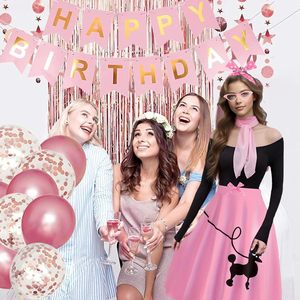 Falda estilo poodle para mujer, estilo vintage de los años 50, color rosa, corte en A, estampada, disfraz retro con accesorios - Product Image 4