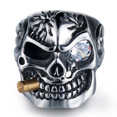 Bague en alliage de crâne pour hommes, anneau Punk, plus vendu, Europe et amérique, diamant