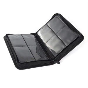 Carpeta con Cierre y 4 Bolsillos para Tarjetas, Capacidad para 128 Tarjetas, Material Exo-Tec, 16 Páginas de Carga Lateral (Negro) - Product Image 1