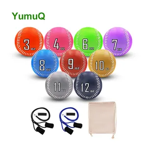 Bolas de béisbol ponderadas de cuero YumuQ con bandas de resistencia para el cuidado del brazo para golpear la práctica de lanzamiento de bateo