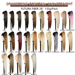 Extensions de cheveux synthétiques Julianna Futura Fiber 28 pouces, style Yaki lisse, boucles lâches, vague d'eau, queue de cheval à cordon - Product Image 5