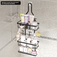 Étagère de rangement murale en fer robuste, multi-niveaux, anti-rouille, gain de place, pour salle de bain et douche