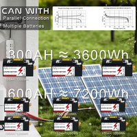 Paket Baterai LiFePO4 24V 300Ah Isi Ulang Baru dengan Fungsi APP Terintegrasi untuk BMS Solar RV Penyimpanan Rumah Perahu Stok