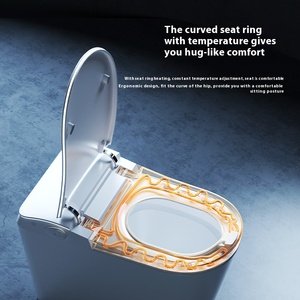Ensemble de salle de bain intelligent en marbre avec application mobile, toilettes intelligentes à poser au sol, douche à capteur, chasse d'eau et ouverture du couvercle par geste de la <span class=keywords><strong>main</strong></span> pour lavabo - Product Image 5