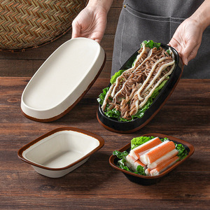 Plato rectangular de melamina Xiangyuan de color sólido para restaurante de hot pot y fiestas. - Product Image 2