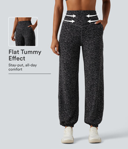 <span class=keywords><strong>Pantaloni</strong></span> da Jogging a Vita Alta <span class=keywords><strong>con</strong></span> Stampa Leopardata per Donna, Controllo Pancia, Vestibilità Comoda, Trendy, Lunghezza Intera <span class=keywords><strong>con</strong></span> <span class=keywords><strong>Caviglia</strong></span> Elasticizzata per Palestra, Danza e Casa - Product Image 1