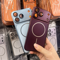 Coque magnétique mate dépolie couleur bordeaux avec protection d'objectif pour iPhone 18 17 16 15 14 13 Pro Max
