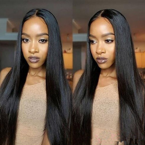 Perruque africaine populaire pour femme, couvrante, noire, longue et droite, avec raie au milieu, naturelle, volumineuse, pouvant être permanentée et teinte - Product Image 2