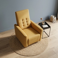 Fauteuil inclinable électrique ergonomique PUZE PZ108 jaune pour personnes âgées avec fonction de massage, interface USB et support en bois