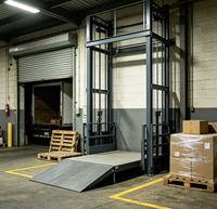 Monte-charge à rail de guidage pour entrepôt, pour le transport vertical de marchandises avec système de levage hydraulique robuste