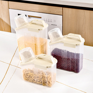 Rice Bucket Airtight <b>Container</b> Rectangle Cream Clip-on Lid For Rice <b>Flour</b> Grains Storage - Product Image 4