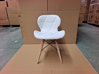 Chaise avec pieds en bois de hêtre pour table à manger, chaise de salle à manger en cuir, solide, blanche et noire