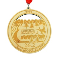Medallas de Bambú/Madera Grabadas con Láser, Transparentes, Ecológicas, Hechas a Mano, con Logotipo Personalizado, Empaque en Caja de Regalo, Venta al Por Mayor