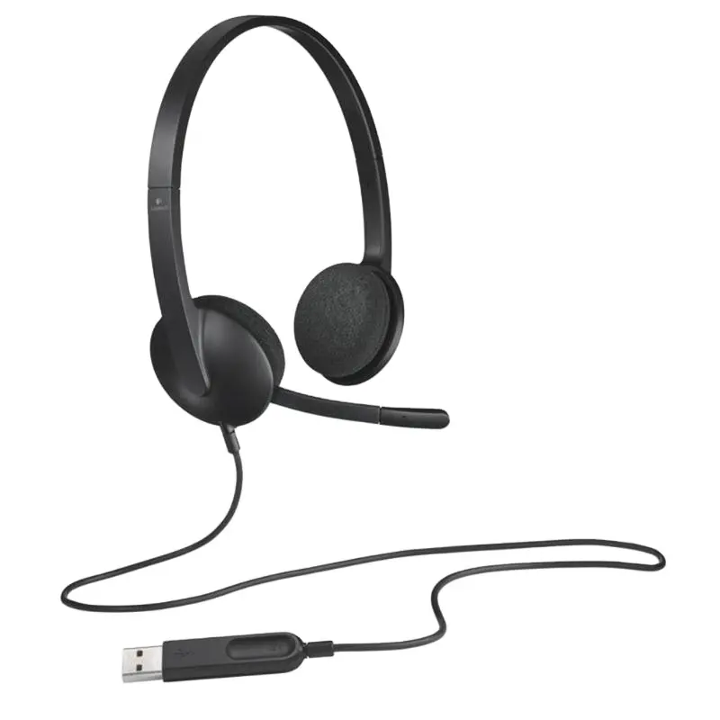 Logitech H340 USB Computer Headphones With USB Jack Designed 1.8m Length Support Office Using
