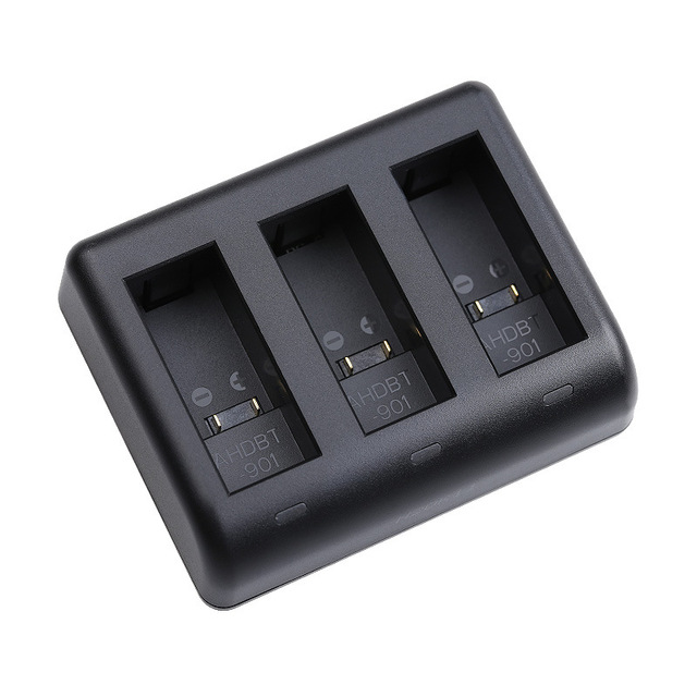 FOSOTO AHDBT-901 DC Three-slot Charger USB Type-C Fast Charging for GoPro Action Camera 901 Battery