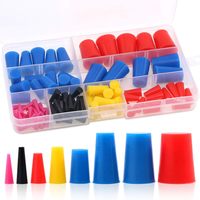 Kit de 125 bouchons coniques en caoutchouc de silicone assortis pour le masquage des trous dans la peinture par poudrage et le sablage