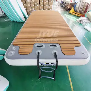 Drop Stitch PVC Teak Foam Inflatable Swim Platform Floating Dock With Ladder