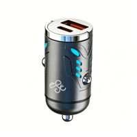 Chargeur de voiture double port PD 30W QC3.0 Type-C USB-A avec anneau de traction dissimulé pour une charge rapide et sécurisée pour téléphone, tablette, appareil photo - Offre Spéciale