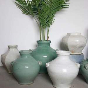 Vaso fioriera interno in ceramica bianca e verde giapponese produttori di oggetti d'antiquariato wabi sabi vaso - Product Image 4