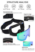 Vente en gros de lunettes de neige de haute qualité lunettes de sport protection UV400 lunettes de ski de snowboard lunettes lunettes de ski noires