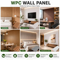 Panel Dinding Beralur WPC Tahan Air, Komposit Kayu Plastik untuk Dekorasi Latar Belakang TV