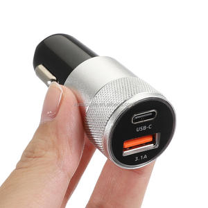 自動車充電器3.1A,USB + PD金属アルミニウム合金短絡保護デュアルポートUSB Type-C - Product Image 3