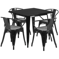 Meubles de jardin Offre Spéciale Table à manger Tables à manger industrielles en métal pour la cuisine de restaurant Table à manger carrée extérieure colorée