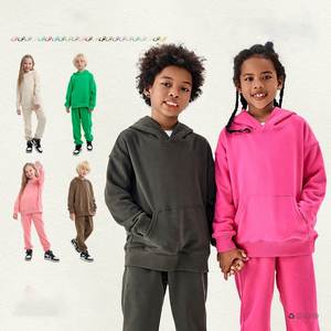 Fabricantes de Ropa Infantil de Algodón, Conjunto de Sudadera con Capucha y Pantalones Deportivos Personalizados de Alta Calidad, 320 g/m², Venta al Por Mayor - Product Image 1