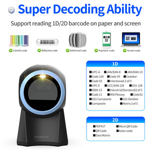 Gtcodestar 2D không dây <span class=keywords><strong>USB</strong></span> QR Mã máy tính để bàn Máy Quét Mã Vạch omni-directional ánh sáng laser siêu thị xách tay A4 đọc kho - Product Image 4