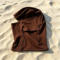 Pasamontañas Elástico Marrón, Protección Facial y de Cuello, Capucha para Playa, Natación, Surf, Máscara de Esquí a Prueba de Viento