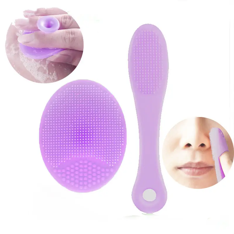 Conjunto de escova esfoliante de silicone, kit com escova para limpeza de pele, remoção de cravos e limpeza facial