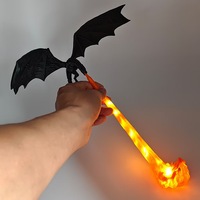 Lampe d'angle pour étagère Dragon, imprimée en 3D, LED, effet de flamme, décoration d'étagère fantastique, design volant, flamme bleue et rouge, grande taille, durable