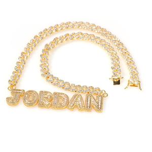UWIN Custom Baguette Lettera Nomi 9 millimetri <span class=keywords><strong>Rosa</strong></span> Cuban Link Catena <span class=keywords><strong>Della</strong></span> Collana Delle Donne Gioielli FAI DA TE - Product Image 6