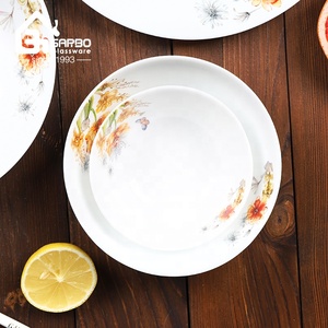 Chine <span class=keywords><strong>fournisseur</strong></span> opale plats avec décalque forme ronde <span class=keywords><strong>grossiste</strong></span> plaques de verre opalware pour la maison cuisine ou cantine assiette personnalisée - Product Image 3