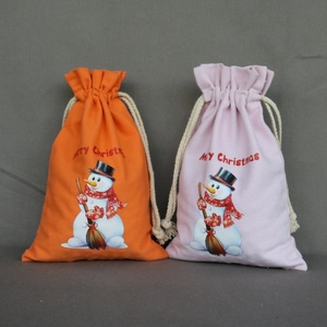 Personalized Customizable Eco-friendly Small Organic Cotton Recyclable Canvas <b>Christmas</b> <b>Gift</b> <b>Bags</b> <b>Drawstrings</b> for Festive Party - Product Image 5