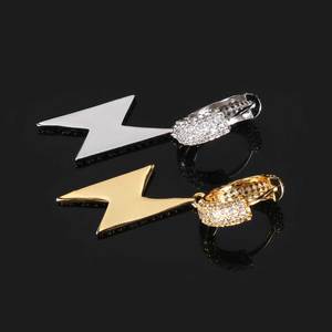 Hip Hop Unique Lightning Shape Earrings Iced Out Zircon Gold Plated Fashion Earrings Women's Earrings Jewelry Party - Product Image 6