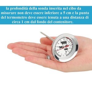 Thermomètre de cuisine analogique pour viande et rôtis, sonde en acier inoxydable 5x12 cm, plage de 0 à 120°C - Product Image 5