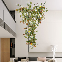Lustre LED moderne en verre, lustres en forme de feuilles de ginkgo, lustre personnalisé en forme de branche d'arbre pour hôtel, villa, salon, salle à manger