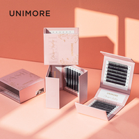 Unimore Marque privée Volume individuel Naturel Vente en gros C D CC DD Cils humides de couleur noire Extension de cils à friser