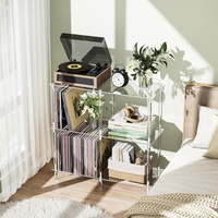 Support de tourne-disque en acrylique transparent, simple et moderne, résistant à l'eau, pour le rangement et la présentation de disques vinyles, table d'appoint